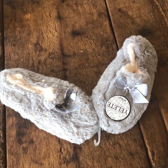 Grey Shimmer and Shine Faux Fur Slippers - Picture 2 of 4